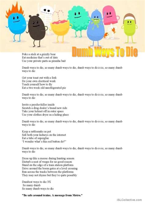 dumb lyrics|lyrics dumb way to die.